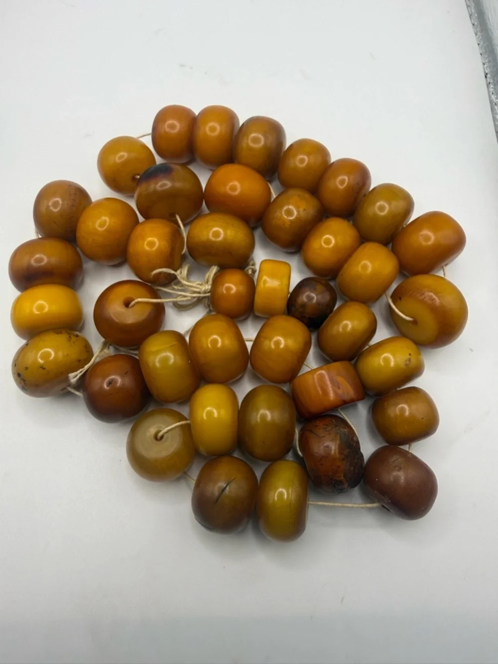 Vintage African Amber Trade Beads Butterscotch Resin Strand 20mm